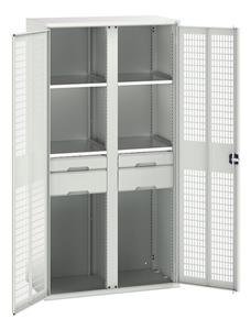 Bott Verso Ventilated door Tool Cupboards Cupboard with shelves Verso Cupboard 1050x550x2000H Partition + 4 Shelf + 4 Drawer